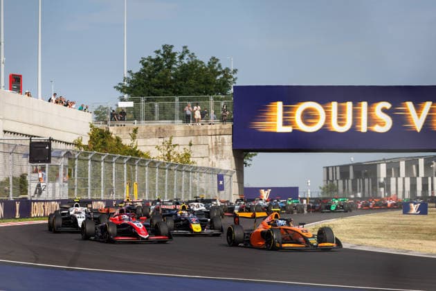AUTO - FORMULA 3 2026 - BUDAPEST Start 08 TAPONEN Tuukka (fin), MP Motorsport, Dallara F3 2025, action 05 SLATER Freddie (gbr), Trident, Dallara F3 2025, action during the 7th round of the 2026 FIA Formula 3 Championship from July 24 to 26, 2026 on the Hungaroring, in Mogyorod near Budapest, Hungary - MogyorodHungary  Copyright: xXavixBonillax