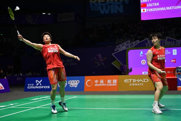 CHANGZHOU, CHINA - JULY 26: Liu Shengshu and Tan Ning of China compete in the Women s Doubles Final match against Yuki Fukushima and Matsumoto Mayu of Japan on day 6 of the China Open 2026 at Changzhou Olympic Sports Center Gymnasium on July 26, 2026 in Changzhou, Jiangsu Province of China.  Copyright: xVCGx 111656488381