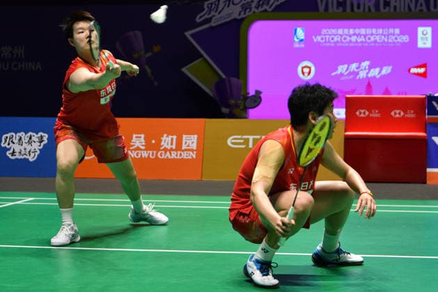 CHANGZHOU, CHINA - JULY 26: Liu Shengshu and Tan Ning of China compete in the Women s Doubles Final match against Yuki Fukushima and Matsumoto Mayu of Japan on day 6 of the China Open 2026 at Changzhou Olympic Sports Center Gymnasium on July 26, 2026 in Changzhou, Jiangsu Province of China.  Copyright: xVCGx 111656488387