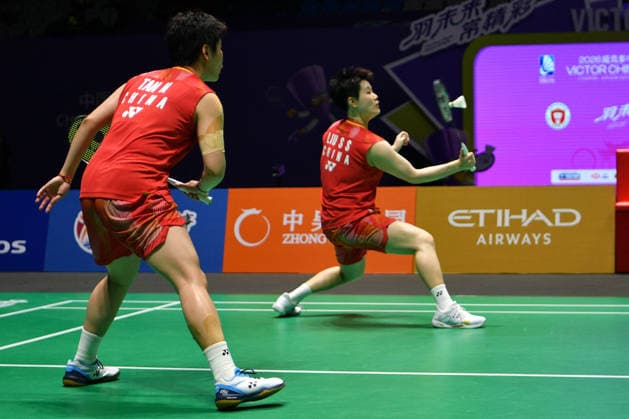CHANGZHOU, CHINA - JULY 26: Liu Shengshu and Tan Ning of China compete in the Women s Doubles Final match against Yuki Fukushima and Matsumoto Mayu of Japan on day 6 of the China Open 2026 at Changzhou Olympic Sports Center Gymnasium on July 26, 2026 in Changzhou, Jiangsu Province of China.  Copyright: xVCGx 111656488388