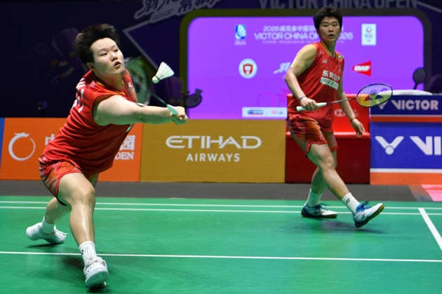 CHANGZHOU, CHINA - JULY 26: Liu Shengshu and Tan Ning of China compete in the Women s Doubles Final match against Yuki Fukushima and Matsumoto Mayu of Japan on day 6 of the China Open 2026 at Changzhou Olympic Sports Center Gymnasium on July 26, 2026 in Changzhou, Jiangsu Province of China.  Copyright: xVCGx 111656488379