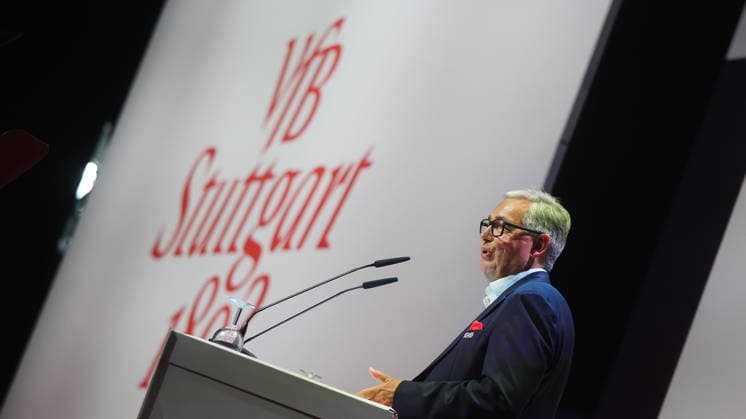 Stuttgart , VfB Stuttgart Mitgliederversammlung 2026 , Präsident Dietmar Allgaier *** Stuttgart, VfB Stuttgart 2026 General Meeting, President Dietmar Allgaier