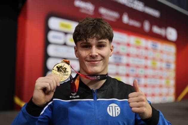 DM Finals 2026; Gerätfinals Männer Sprung***Marcel Graf ist deutscher Meister *** 2026 DM Finals Men s Apparatus Finals – Vault***Marcel Graf is the German champion Copyright: xUdoxHerrmannx