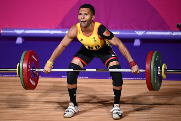 COM26 WEIGHTLIFTING, Kevau Baru of PNG competes during the Men s 62kg Weightlifting of the Glasgow 2026 Commonwealth Games at the SEC Armadillo in Glasgow, Scotland, Sunday, July 26, 2026. ( NO ARCHIVING, EDITORIAL USE ONLY Glasgow United Kingdom  Copyright: xJOELxCARRETTx 20260726172618807347