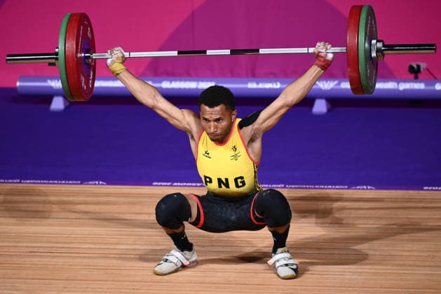 COM26 WEIGHTLIFTING, Kevau Baru of PNG competes during the Men s 62kg Weightlifting of the Glasgow 2026 Commonwealth Games at the SEC Armadillo in Glasgow, Scotland, Sunday, July 26, 2026. ( NO ARCHIVING, EDITORIAL USE ONLY Glasgow United Kingdom  Copyright: xJOELxCARRETTx 20260726135786969669