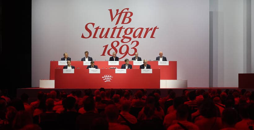 Stuttgart , VfB Stuttgart Mitgliederversammlung 2026 , Übersicht , Podium *** Stuttgart, VfB Stuttgart 2026 General Meeting, Overview, Panel Discussion
