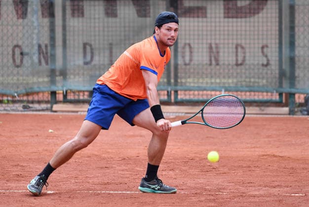 Tennis 1. Herren Bundesliga Saison 2026 TC Bredeney - Kölner THC Stadion Rot-Weiss am 26.07.2026 am Zeißbogen in Essen Akira Santillan ( TC Bredeney ) Nordrhein-Westfalen Deutschland *** Men s Tennis 1 Bundesliga, 2026 Season, TC Bredeney vs. Kölner THC, Rot Weiss Stadium, July 26, 2026, at Zeißbogen in Essen, Akira Santillan, TC Bredeney, North Rhine-Westphalia, Germany