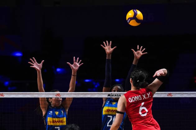China v Italy - 2026 FIVB Volleyball Nations League MACAO, CHINA – JULY 26: China s Xiangyu Gong (6) challenges Italy s Eleonora Fersino (7) during the 2026 FIVB Volleyball Nations League (VNL) women s third-place match at the East Asian Games Dome in Macao, China, on July 26, 2026. Dilara Irem Sancar Anadolu Macau Macao. Editorial use only. Please get in touch for any other usage.  Copyright: x2026xAnadoluxDilaraxIremxSancarx