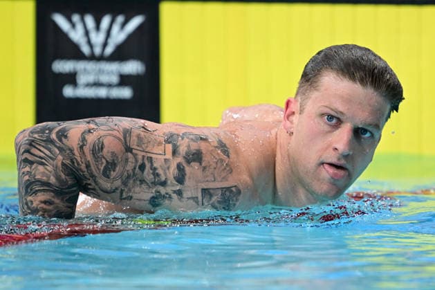 COM26 SWIMMING HEATS, Sam Williamson of Australia reacts during the Men™s 50m Breaststroke heats at the Glasgow 2026 Commonwealth Games at the Tollcross International Swimming Centre in Glasgow, Scotland, Sunday, July 26, 2026. ( NO ARCHIVING, EDITORIAL USE ONLY Glasgow Scotland United Kingdom  Copyright: xDEANxLEWINSx 20260726166992170387