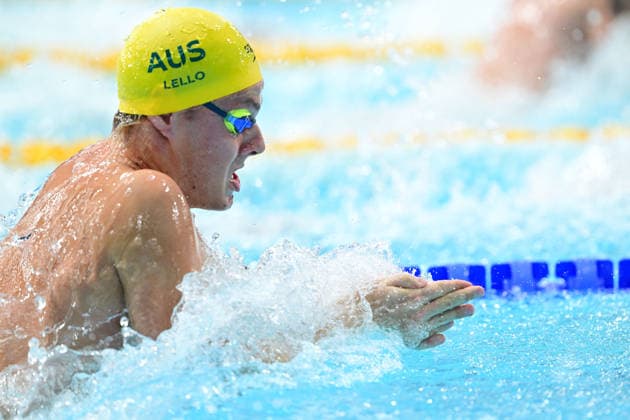 COM26 SWIMMING HEATS, Bailey Lello of Australia competes during the Men™s 50m Breaststroke heats at the Glasgow 2026 Commonwealth Games at the Tollcross International Swimming Centre in Glasgow, Scotland, Sunday, July 26, 2026. ( NO ARCHIVING, EDITORIAL USE ONLY Glasgow Scotland United Kingdom  Copyright: xDEANxLEWINSx 20260726186238792363