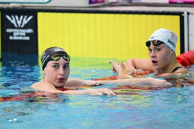 COM26 SWIMMING HEATS, Zoe Pedersen of New Zealand competes during the Women™s 100m Freestyle heats at the Glasgow 2026 Commonwealth Games at the Tollcross International Swimming Centre in Glasgow, Scotland, Sunday, July 26, 2026. ( NO ARCHIVING, EDITORIAL USE ONLY Glasgow Scotland United Kingdom  Copyright: xDEANxLEWINSx 20260726173201288743