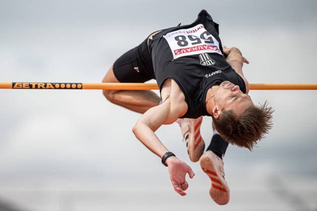 260726 Oliver Ericsson-Sotterman, Upsala IF, tävlar i herrarnas höjdhopp under dag 3 av friidrotts-SM den 26 juli 2026 i Uppsala. *** July 26, 2026: Oliver Ericsson Sotterman of Upsala IF competes in the men’s high jump on Day 3 of the Swedish Track and Field Championships on July 26, 2026, in Uppsala  Copyright: ARONxBROMAN BB260726AM010