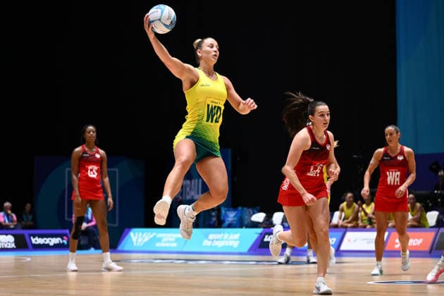 COM26 NETBALL, Jamie-Lee Price of Australia during Pool A Netball match between Australia and England of the Glasgow 2026 Commonwealth Games at The Hydro in Glasgow, Scotland, Sunday, July 26, 2026. ( NO ARCHIVING, EDITORIAL USE ONLY Glasgow United Kingdom  Copyright: xJOELxCARRETTx 20260726113576307675