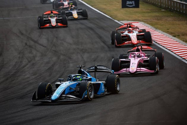 AUTO - FORMULA 2 2026 - BUDAPEST 07 BEGANOVIC Dino (swe), DAMS Lucas Oil, Dallara F2 2024, action and 09 MINI Gabriele (ita), MP Motorsport, Dallara F2 2024, action during the 9th round of the 2026 FIA Formula 2 Championship from July 24 to 26, 2026 on the Hungaroring, in Mogyorod near Budapest, Hungary - MogyorodHungary  Copyright: xEricxAlonsox