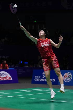 (260726) -- CHANGZHOU, July 26, 2026 -- Chen Yufei competes during the women s singles final match between Chen Yufei of China and Yamaguchi Akane of Japan at the 2026 China Open badminton tournament in Changzhou, east China s Jiangsu Province, July 26, 2026. ) (SP)CHINA-CHANGZHOU-BADMINTON-CHINA OPEN-WOMEN S SINGLES-FINAL (CN) LixBo 