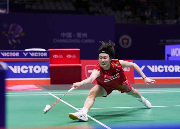 (260726) -- CHANGZHOU, July 26, 2026 -- Chen Yufei competes during the women s singles final match between Chen Yufei of China and Yamaguchi Akane of Japan at the 2026 China Open badminton tournament in Changzhou, east China s Jiangsu Province, July 26, 2026. ) (SP)CHINA-CHANGZHOU-BADMINTON-CHINA OPEN-WOMEN S SINGLES-FINAL (CN) LixBo 