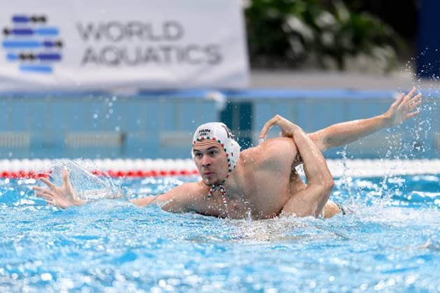 Water polo, Wasserball WORLD CUP, Peter Szalai of Hungary in action during the Men™s Gold Medal Water Polo World Cup Final match between Hungary and Greece at Sydney Olympic Park Aquatic Centre in Sydney, Sunday, July 26, 2026. ( NO ARCHIVING, EDITORIAL USE ONLY SYDNEY NEW SOUTH WALES AUSTRALIA  Copyright: xSTEVENxMARKHAMx 20260726147591548722