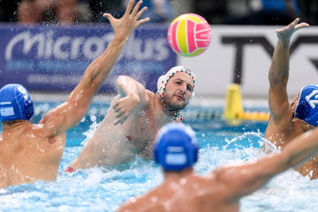 Water polo, Wasserball WORLD CUP, Krisztian Manhercz of Hungary in action during the Men™s Gold Medal Water Polo World Cup Final match between Hungary and Greece at Sydney Olympic Park Aquatic Centre in Sydney, Sunday, July 26, 2026. ( NO ARCHIVING, EDITORIAL USE ONLY SYDNEY NEW SOUTH WALES AUSTRALIA  Copyright: xSTEVENxMARKHAMx 20260726162900796299