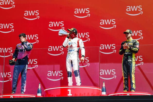 AUTO - FORMULA 2 2026 - BUDAPEST Podium: MAINI Kush (ind), ART Grand Prix, Dallara F2 2024, LEON Noel (mex), Campos Racing, Dallara F2 2024, CAMARA Rafael (bra), Invicta Racing, Dallara F2 2024, portrait during the 9th round of the 2026 FIA Formula 2 Championship from July 24 to 26, 2026 on the Hungaroring, in Mogyorod near Budapest, Hungary - MogyorodHungary  Copyright: xFLORENTxGOODENx