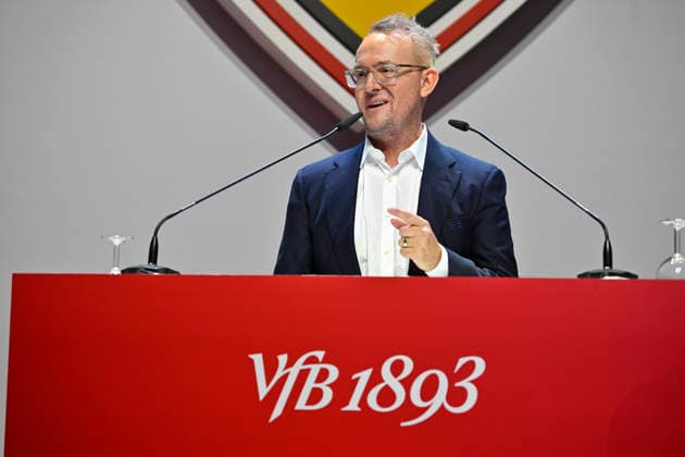 Vorstandsvorsitzender Alexander Wehrle VfB Stuttgart am Rednerpult Gestik Geste VfB Stuttgart Mitgliederversammlung 2026 26.07.2026 DFL REGULATIONS PROHIBIT ANY USE OF PHOTOGRAPHS AS IMAGE SEQUENCES AND OR QUASI-VIDEO VfB Stuttgart Mitgliederversammlung 2026 26.07.2026 *** VfB Stuttgart Chairman Alexander Wehrle at the lectern, gesturing, VfB Stuttgart General Meeting 2026, July 26, 2026. DFL regulations prohibit any use of photographs as image sequences and or quasi- VIDEO VfB Stuttgart General Meeting 2026 July 26, 2026