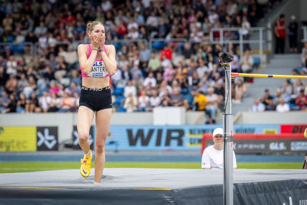 Deutsche Leichtathletik-Meisterschaften; Bochum-Wattenscheid, 26.07.2026 Deutsche Meisterin im Hochsprung Dorothea Gantert (SpVg Laatzen); Deutsche Leichtathletik-Meisterschaften am 26.07.2026 im Lorheide-Stadion, Bochum-Wattenscheid (Nordrhein-Westfalen). *** German Track and Field Championships, Bochum-Wattenscheid, July 26, 2026; German High Jump Champion: Dorothea Gantert (SpVg Laatzen); German Track and Field Championships on July 26, 2026, at Lorheide Stadium, Bochum-Wattenscheid, North Rhine-Westphalia Copyright: xBEAUTIFULxSPORTS LeahxKohringx