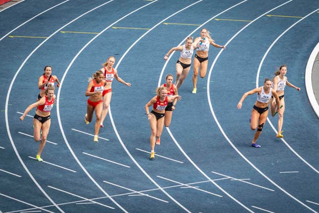 Deutsche Leichtathletik-Meisterschaften; Bochum-Wattenscheid, 26.07.2026 Die Staffeln von TSV Bayer 04 Leverkusen mit Marlene Meier (TSV Bayer 04 Leverkusen) und Judith Franzen (TSV Bayer 04 Leverkusen), LT DSHS Köln mit Greta Heine (LT DSHS Köln) und Elena Decker (LT DSHS Köln; Deutsche Leichtathletik-Meisterschaften am 26.07.2026 im Lorheide-Stadion, Bochum-Wattenscheid (Nordrhein-Westfalen). *** German Track and Field Championships, Bochum-Wattenscheid, July 26, 2026. The relay teams from TSV Bayer 04 Leverkusen, featuring Marlene Meier (TSV Bayer 04 Leverkusen) and Judith Franzen (TSV Bayer 04 Leverkusen), LT DSHS Cologne with Greta Heine (LT DSHS Cologne) and Elena Decker (LT DSHS Cologne) German Track and Field Championships on July 26, 2026, at Lorheide Stadium, Bochum-Wattenscheid, North Rhine-Westphalia Copyright: xBEAUTIFULxSPORTS LeahxKohringx