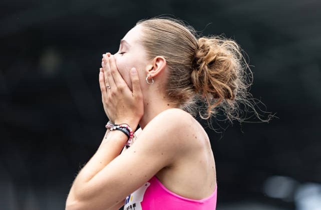 Deutsche Leichtathletik-Meisterschaften; Bochum-Wattenscheid, 26.07.2026 Dorothea Gantert (SpVg Laatzen) wird Deutsche Meisterin im Hochsprung der Frauen; Deutsche Leichtathletik-Meisterschaften am 26.07.2026 im Lohrheidestadion in Bochum-Wattenscheid (Nordrhein-Westfalen). *** German Track and Field Championships, Bochum-Wattenscheid, July 26, 2026: Dorothea Gantert of SpVg Laatzen becomes the German champion in the women’s high jump at the German Track and Field Championships on July 26, 2026, at the Lohrheidestadion in Bochum-Wattenscheid, North Rhine-Westphalia Copyright: xBEAUTIFULxSPORTS R.xSchmittx