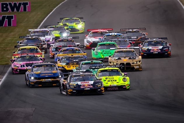 DTM, 9. + 10. Rennen Oschersleben 2026 130 Lamborghini Temerario GT3, ABT Sportsline: Luca Engstler, 91 Porsche 911 GT3 R (992), Manthey: Thomas Preining, 36 Ford Mustang GT3, HRT Ford Racing: Arjun Maini - picture by Gruppe C Photography Oschersleben Oschersleben Sachsen-Anhalt Germany Copyright: xGruppexCxPhotographyx