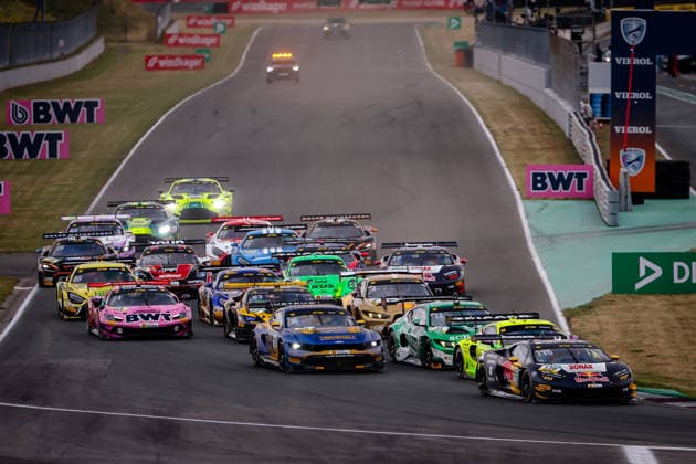 DTM, 9. + 10. Rennen Oschersleben 2026 130 Lamborghini Temerario GT3, ABT Sportsline: Luca Engstler, 36 Ford Mustang GT3, HRT Ford Racing: Arjun Maini - picture by Gruppe C Photography Oschersleben Oschersleben Sachsen-Anhalt Germany Copyright: xGruppexCxPhotographyx