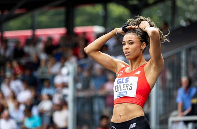 Deutsche Leichtathletik-Meisterschaften; Bochum-Wattenscheid, 26.07.2026 Fokussiert: Anna-Elisabeth Ehlers (TSV Bayer 04 Leverkusen) im Hochsprung der Frauen; Deutsche Leichtathletik-Meisterschaften am 26.07.2026 im Lohrheidestadion in Bochum-Wattenscheid (Nordrhein-Westfalen). *** German Track and Field Championships, Bochum-Wattenscheid, July 26, 2026: Anna Elisabeth Ehlers of TSV Bayer 04 Leverkusen focuses on the women’s high jump at the German Track and Field Championships on July 26, 2026, at Lohrheidestadion in Bochum-Wattenscheid, North Rhine-Westphalia Copyright: xBEAUTIFULxSPORTS R.xSchmittx