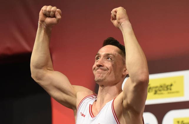 26.07.2026, xhbx, Turnen DM Finals 2026, Gerätfinals Männer v.l. Andreas Toba Reck jubeln jubelt (DFL DFB REGULATIONS PROHIBIT ANY USE OF PHOTOGRAPHS as IMAGE SEQUENCES and or QUASI-VIDEO) Hannover *** July 26, 2026, xhbx, 2026 German Gymnastics Championships Finals, Men’s Apparatus Finals: Andreas Toba on the high bar; cheering; DFL, DFB. REGULATIONS PROHIBIT ANY USE OF PHOTOGRAPHS AS IMAGE SEQUENCES AND OR QUASI-VIDEO. Hanover