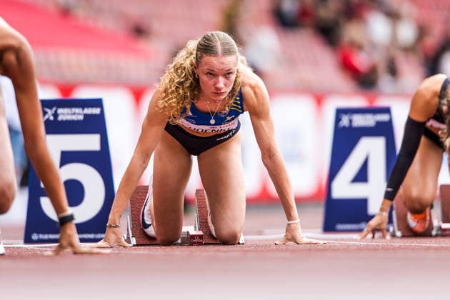 Swiss Athletics Championships, 26.07.2026 ZURICH, SWITZERLAND - JULY 26: Fabienne Hoenke (LV Fricktal) at the start of the womens 200 m at the Swiss Athletics Championships on July 26, 2026 in Zurich, Switzerland. *** Swiss Athletics Championships, July 26, 2026, ZURICH, SWITZERLAND Fabienne Hoenke of LV Fricktal at the start of the women s 200-meter race at the Swiss Athletics Championships on July 26, 2026, in Zurich, Switzerland Copyright: xBEAUTIFULxSPORTS UlfxSchillerx