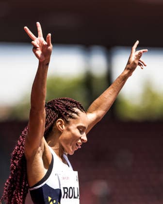 Swiss Athletics Championships, 26.07.2026 ZURICH, SWITZERLAND - JULY 26: Melanie Roland (CA Belfaux) celebrates after winning the 400 m at the Swiss Athletics Championships on July 26, 2026 in Zurich, Switzerland. *** Swiss Athletics Championships, July 26, 2026, Zurich, Switzerland. Melanie Roland of CA Belfaux celebrates after winning the 400-meter race at the Swiss Athletics Championships on July 26, 2026, in Zurich, Switzerland. Copyright: xBEAUTIFULxSPORTS UlfxSchillerx