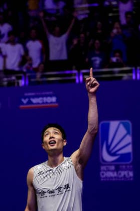(260726) -- CHANGZHOU, July 26, 2026 -- Chou Tien Chen celebrates after winning the men s singles final match between Chou Tien Chen of Chinese Taipei and Toma Junior Popov of France at the China Open 2026 badminton tournament in Changzhou, east China s Jiangsu Province, July 26, 2026. ) (SP)CHINA-CHANGZHOU-BADMINTON-CHINA OPEN-MEN S SINGLES-FINAL(CN) LixBo 