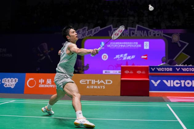 (260726) -- CHANGZHOU, July 26, 2026 -- Chou Tien Chen competes during the men s singles final match between Chou Tien Chen of Chinese Taipei and Toma Junior Popov of France at the China Open 2026 badminton tournament in Changzhou, east China s Jiangsu Province, July 26, 2026. ) (SP)CHINA-CHANGZHOU-BADMINTON-CHINA OPEN-MEN S SINGLES-FINAL(CN) LixBo 