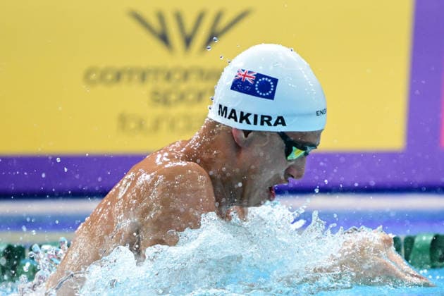 COM26 SWIMMING HEATS, Carter Makira of Cook Islands competes during the Men™s 50m Breaststroke heats at the Glasgow 2026 Commonwealth Games at the Tollcross International Swimming Centre in Glasgow, Scotland, Sunday, July 26, 2026. ( NO ARCHIVING, EDITORIAL USE ONLY Glasgow Scotland United Kingdom  Copyright: xDEANxLEWINSx 20260726198387014000