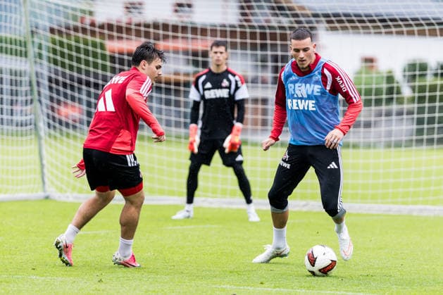 ST. JOHANN IN TIROL, AUSTRIA - JULY 26: Said El Mala (1. FC Koeln, 13) controls the ball against Patrik Kristal (1. FC Koeln, 32) during a training session at trainings camp in Kitzbuehel of season 2026 27 at Koasastadion on July 26, 2026 in St. Johann in Tirol, Austria. Austria Copyright: xSteffiexWunderlx
