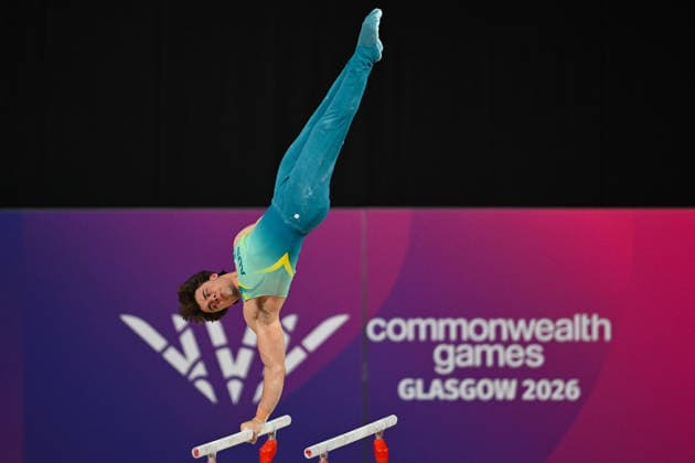 COM26 ARTISTIC GYMNASTICS, Jesse Moore of Australia competes in the Artistic Gymnastics Men™s All-Around Final during the Glasgow 2026 Commonwealth Games at the Glasgow International Arena in Glasgow, Scotland, Sunday, July 26, 2026. ( NO ARCHIVING, EDITORIAL USE ONLY Glasgow Scotland United Kingdom  Copyright: xLUKASxCOCHx 20260726189606760682