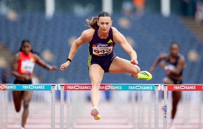 HENGELO - Nadine Visser in action in the 100m hurdles on the second and final day of the Dutch Indoor Athletics Championships at the Fanny Blankers-Koen Stadium. IRIS VAN DEN BROEK ANP xVIxANPxSportx xxANPxIVx 564334503 originalFilename: 564334503.jpg