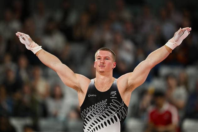 COM26 ARTISTIC GYMNASTICS, Daniel Stoddart of New Zealand competes in the Artistic Gymnastics Men™s All-Around Final during the Glasgow 2026 Commonwealth Games at the Glasgow International Arena in Glasgow, Scotland, Sunday, July 26, 2026. ( NO ARCHIVING, EDITORIAL USE ONLY Glasgow Scotland United Kingdom  Copyright: xLUKASxCOCHx 20260726183605787128