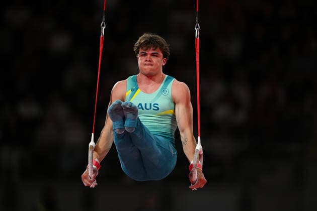 COM26 ARTISTIC GYMNASTICS, Jesse Moore of Australia competes in the Artistic Gymnastics Men™s All-Around Final during the Glasgow 2026 Commonwealth Games at the Glasgow International Arena in Glasgow, Scotland, Sunday, July 26, 2026. ( NO ARCHIVING, EDITORIAL USE ONLY Glasgow Scotland United Kingdom  Copyright: xLUKASxCOCHx 20260726197861181355