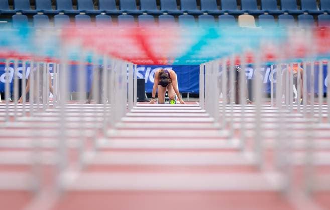 HENGELO - Nadine Visser in action in the 100m hurdles, on the second and final day of the Dutch Indoor Athletics Championships at the Fanny Blankers-Koen Stadium. IRIS VAN DEN BROEK ANP xVIxANPxSportx xxANPxIVx 564334687 originalFilename: 564334687.jpg