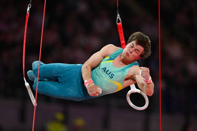 COM26 ARTISTIC GYMNASTICS, Jesse Moore of Australia competes in the Artistic Gymnastics Men™s All-Around Final during the Glasgow 2026 Commonwealth Games at the Glasgow International Arena in Glasgow, Scotland, Sunday, July 26, 2026. ( NO ARCHIVING, EDITORIAL USE ONLY Glasgow Scotland United Kingdom  Copyright: xLUKASxCOCHx 20260726160746515664