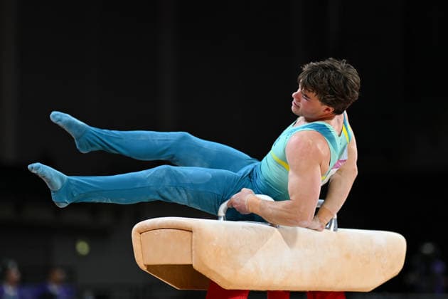 COM26 ARTISTIC GYMNASTICS, Jesse Moore of Australia competes in the Artistic Gymnastics Men™s All-Around Final during the Glasgow 2026 Commonwealth Games at the Glasgow International Arena in Glasgow, Scotland, Sunday, July 26, 2026. ( NO ARCHIVING, EDITORIAL USE ONLY Glasgow Scotland United Kingdom  Copyright: xLUKASxCOCHx 20260726115613513806
