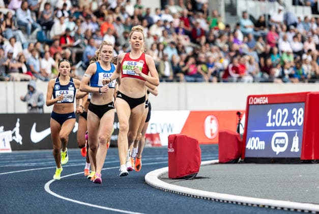 Deutsche Leichtathletik-Meisterschaften; Bochum-Wattenscheid, 26.07.2026 Das 800m-Finale der Frauen mit (von links) Tanja Spill (TSV Bayer Dormagen) und Smilla Kolbe (Eintracht Frankfurt e.V.); Deutsche Leichtathletik-Meisterschaften am 26.07.2026 im Lohrheidestadion in Bochum-Wattenscheid (Nordrhein-Westfalen). *** German Track and Field Championships, Bochum-Wattenscheid, July 26, 2026: The women’s 800-meter final, featuring (from left) Tanja Spill of TSV Bayer Dormagen and Smilla Kolbe of Eintracht Frankfurt e.V. German Track and Field Championships on July 26, 2026, at the Lohrheidestadion in Bochum-Wattenscheidcheid, North Rhine-Westphalia Copyright: xBEAUTIFULxSPORTS R.xSchmittx