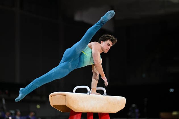 COM26 ARTISTIC GYMNASTICS, Jesse Moore of Australia competes in the Artistic Gymnastics Men™s All-Around Final during the Glasgow 2026 Commonwealth Games at the Glasgow International Arena in Glasgow, Scotland, Sunday, July 26, 2026. ( NO ARCHIVING, EDITORIAL USE ONLY Glasgow Scotland United Kingdom  Copyright: xLUKASxCOCHx 20260726130740234900