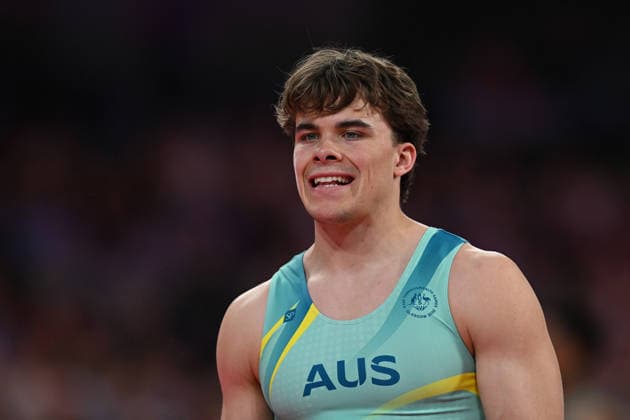 COM26 ARTISTIC GYMNASTICS, Jesse Moore of Australia reacts as he competes in the Artistic Gymnastics Men™s All-Around Final during the Glasgow 2026 Commonwealth Games at the Glasgow International Arena in Glasgow, Scotland, Sunday, July 26, 2026. ( NO ARCHIVING, EDITORIAL USE ONLY Glasgow Scotland United Kingdom  Copyright: xLUKASxCOCHx 20260726134873774457