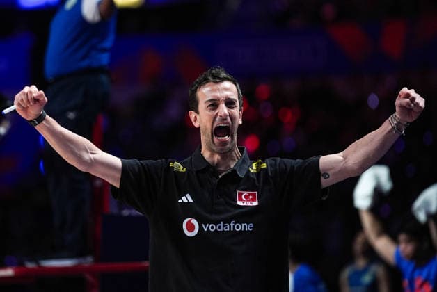 Turkiye v Brazil - 2026 FIVB Volleyball Nations League MACAO, CHINA - JULY 26: Head coach of Turkiye Daniele Santarelli, celebrates after a point during the 2026 FIVB Volleyball Nations League (VNL) women s final match between Turkiye and Brazil at the East Asian Games Dome in Macao, China, on July 26, 2026. Dilara Irem Sancar Anadolu Macao China. Editorial use only. Please get in touch for any other usage.  Copyright: x2026xAnadoluxDilaraxIremxSancarx