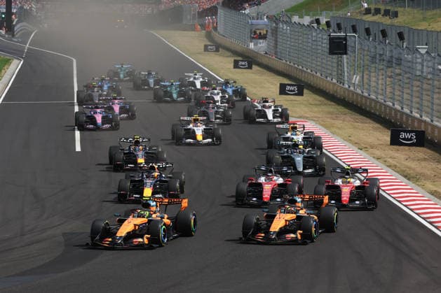 F1 Hungarian Grand Prix 2026 Lando Norris and Oscar Piastri of McLaren on the start of the Formula 1 Hungarian Grand Prix at Hungaroring in Budapest, Hungary on July 26, 2026. Budapest Hungary  Copyright: xJakubxPorzyckix originalFilename:porzycki-f1hungar260726_npg85.jpg