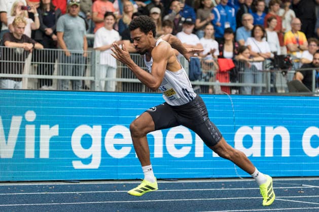 Deutsche Leichtathletik-Meisterschaften; Bochum-Wattenscheid, 26.07.2026 Emil Agyekum (SCC Berlin), 400m-Hürden-Finale; Deutsche Leichtathletik-Meisterschaften am 26.07.2026 im Lorheide-Stadion, Bochum-Wattenscheid (Nordrhein-Westfalen). *** German Track and Field Championships, Bochum Wattenscheid, July 26, 2026; Emil Agyekum, SCC Berlin, 400-meter hurdles final at the German Track and Field Championships on July 26, 2026, at Lorheide Stadium, Bochum-Wattenscheid, North Rhine-Westphalia Copyright: xBEAUTIFULxSPORTS AxelxKohringx